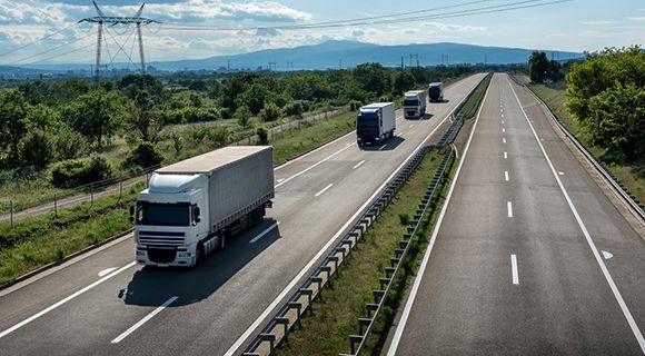 Trucks Driving Highway